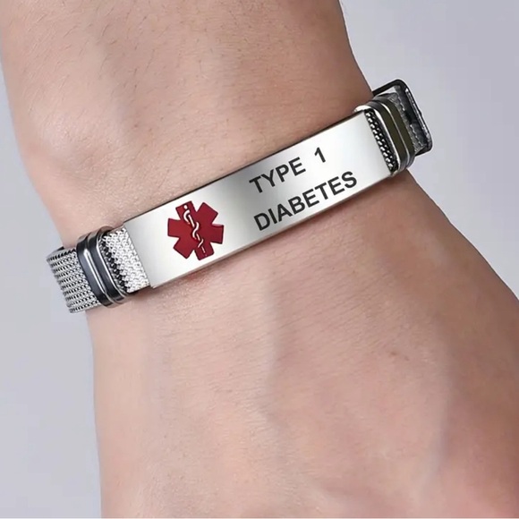 Medical Alert Type 2 Diabetes Steel Bracelet - Picture 5 of 12